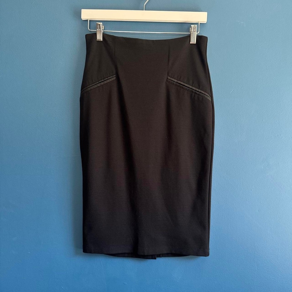 Black Midi Pencil Skirt Women's Size Medium Mosaic And Co. Stretch Office Classy